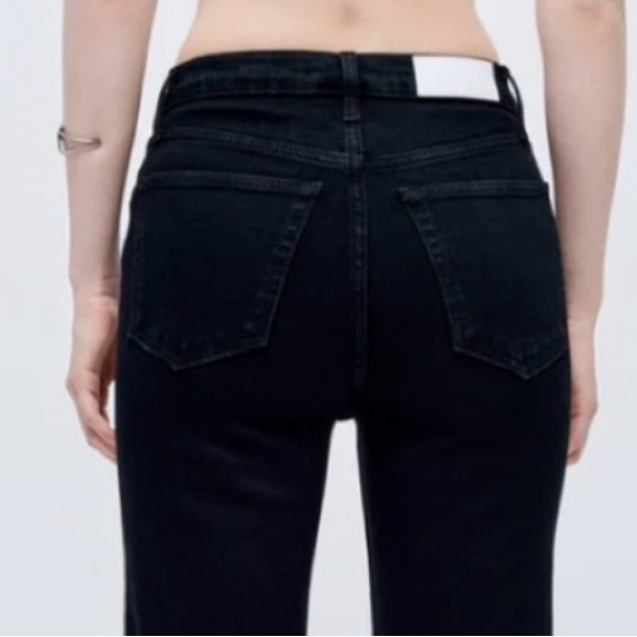 Re/Done High Rise Straight Ankle Crop Black DistressedVintage Black Wash Size 26 - Picture 7 of 16